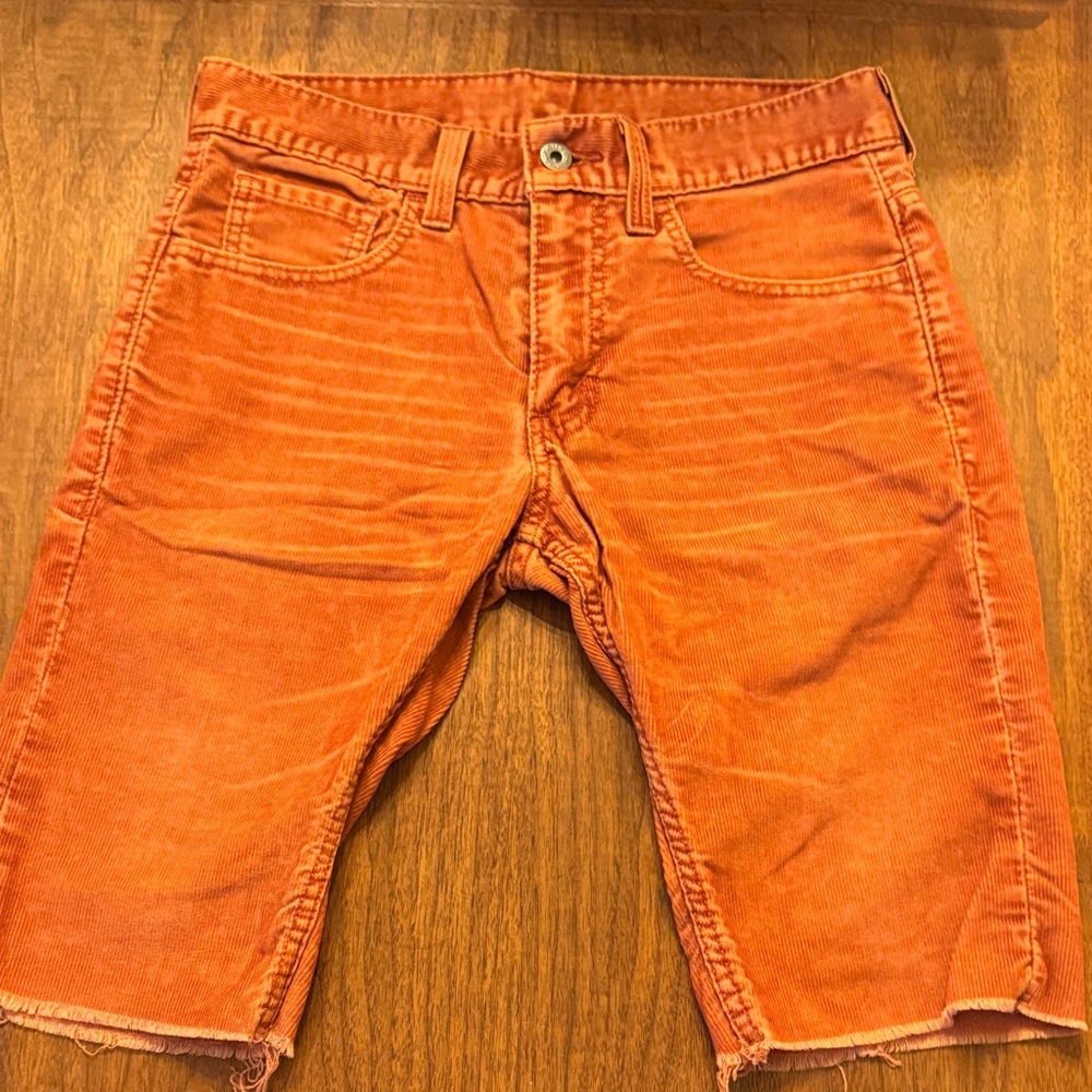 Levi's Orange Corduroy Flat Front Men's Shorts